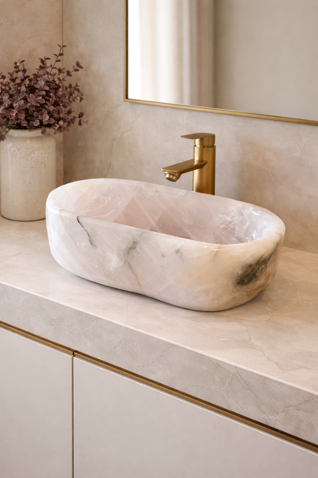 Crystal Sink with Pink Nuances & Smoky Accents